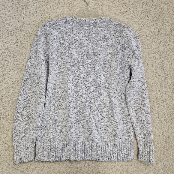 LL Bean Sweater Womens L White Blue Speckled Crew Neck Pullover Cotton Classic - Picture 7 of 8